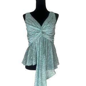 Sabina Musayev Fairycore Silk Blend Asymmetric Teal Tank, Festival, Large NWT